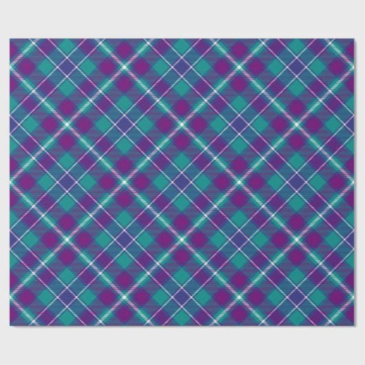 Zee Groen, Paars en blauw Tartan Omgevat Cadeaupapier (Vlak)
