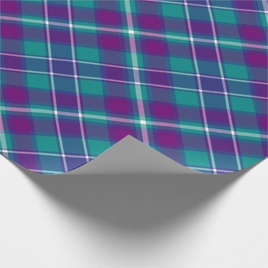Zee Groen, Paars en blauw Tartan Omgevat Cadeaupapier (Hoek)