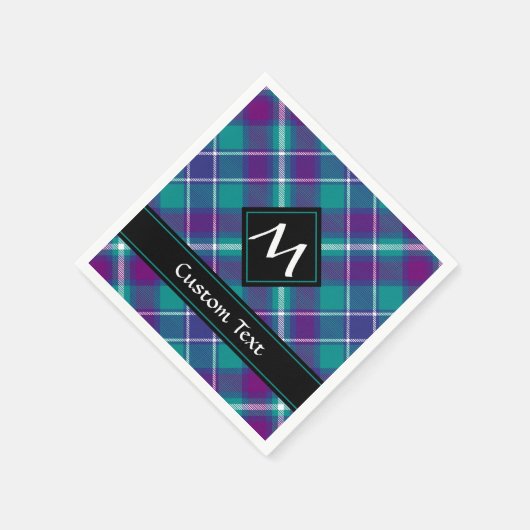 Zee Groen, Paars en blauw Tartan Servet (Hoek)