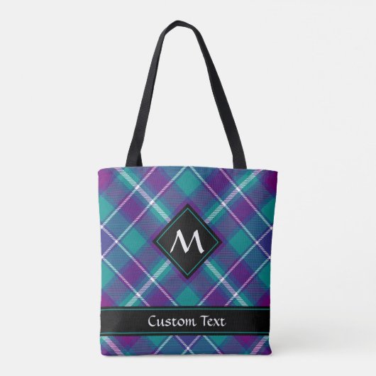 Zee Groen, Paars en blauw Tartan Tote Bag (Achterkant)