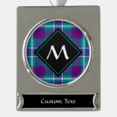 Zee Groen, Paars en blauw Tartan Verzilverd Banner Ornament (Voorkant)
