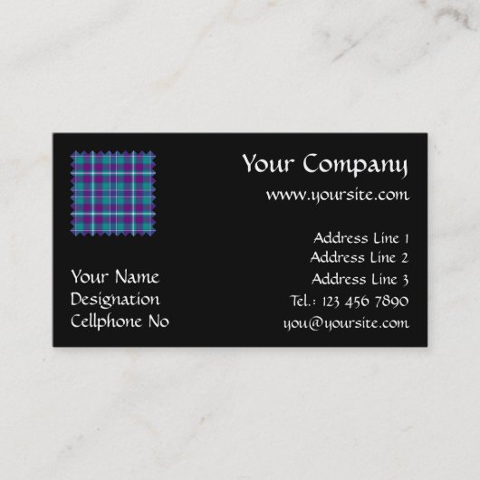 Zee Groen, Paars en blauw Tartan Visitekaartje (Voorkant)