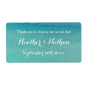 Zee groen strand bruiloft wijn of waterfles label (Voorkant)