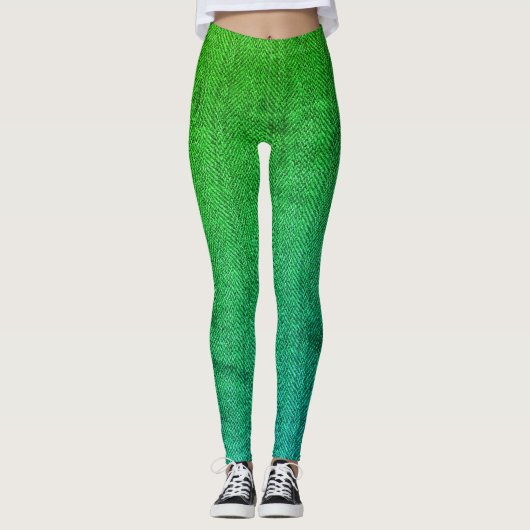 Zee Groen Tweed Textured Afbeelding Leggings (Voorkant)