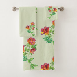Zee Groen, Vermillion Bloemen Bad Handdoek