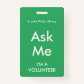 Zee Groen Vraag me om geld voor vrijwilligers Badge (Achterkant)