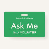 Zee Groen Vraag me om geld voor vrijwilligers Badge (Achterkant)