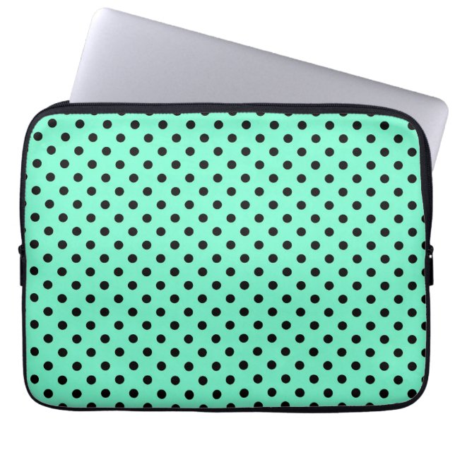 Zee Groen Zwart Stippen Laptop Sleeve (Voorkant)