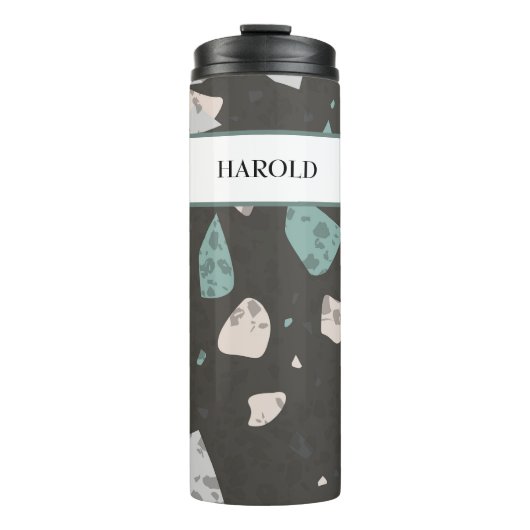 Zee Groene Accenten Aardtonen Terrazzo Patroon 12o Thermosbeker (Voorkant)