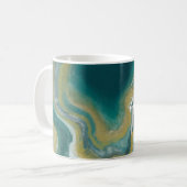 Zee Groene Agate Marble Abstracte Name Monogram Koffiemok (Voorkant links)
