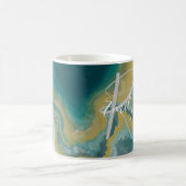 Zee Groene Agate Marble Abstracte Name Monogram Koffiemok (Center)
