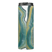 Zee Groene Agate Marble Abstracte Name Monogram Thermosbeker (Achterkant)