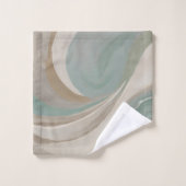 Zee groene beige abstract kustprint bad handdoek (Wasdoekje)