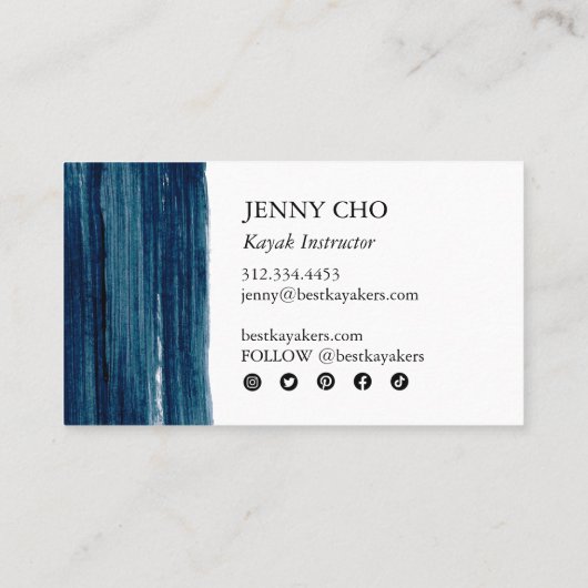 Zee Groene Blauwgroen blauwe streep penseel Vet Visitekaartje (Achterkant)