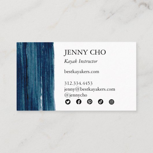 Zee Groene Blauwgroen blauwe streep penseel Vet Visitekaartje (Achterkant)