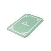 Zee groene en witte Griekse sleutel frame monogram Badmat (Gekanteld)