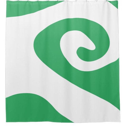Zee Groene en Witte Swirl Wave Douchegordijn (Voorkant)