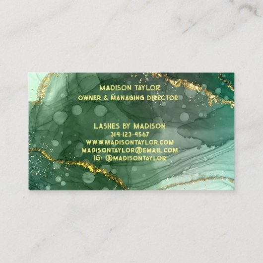 Zee Groene Geode Golden Marble Monogram loyaliteit Visitekaartje (Achterkant)