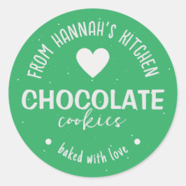 Zee groene glitters achtergrond Gebakken met liefd Ronde Sticker