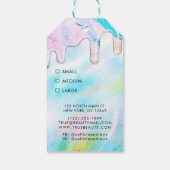 Zee Groene Holografische Glitter Drips Kleding Lab Cadeaulabel (Achterkant)