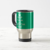 Zee groene Keep Calm- en jouw tekst-reishandjes Reisbeker (Voorkant links)