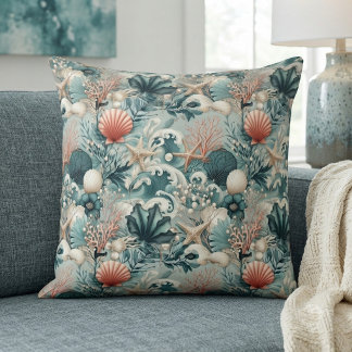 Zee groene kustelijke decoratie Tropische koralen Kussen