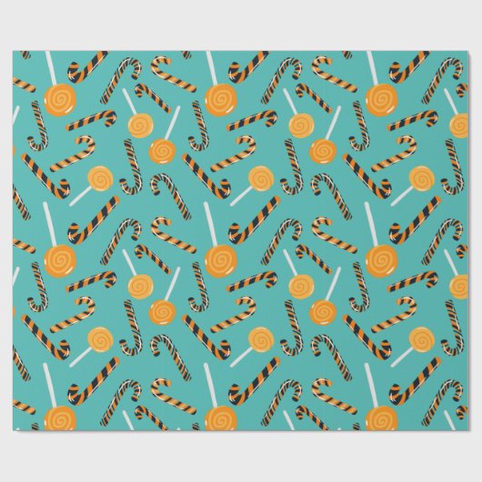 Zee groene lolly en staafpatroon cadeaupapier (Vlak)