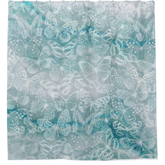 Zee groene marmervlinders douchegordijn (Voorkant)