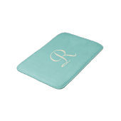 Zee Groene Monogrammen Minimale Plush Badmat (Gekanteld)
