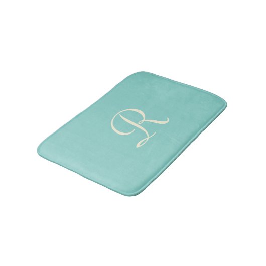 Zee Groene Monogrammen Minimale Plush Badmat (Gekanteld)