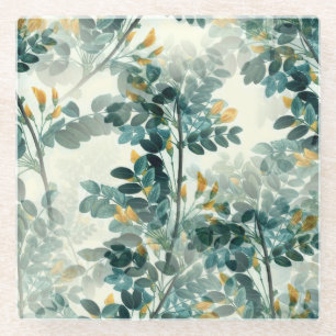  Zee groene olievlek laat een elegant patroon acht Glazen Onderzetter