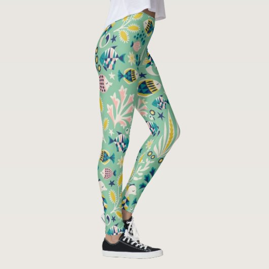 Zee-groene onderwatervis leggings (Rechts)