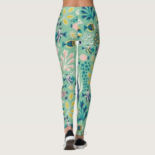 Zee-groene onderwatervis leggings (Achterkant)