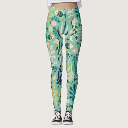 Zee-groene onderwatervis leggings (Voorkant)