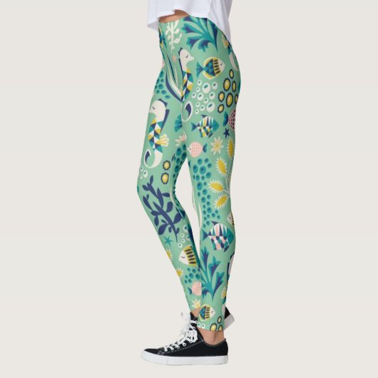 Zee-groene onderwatervis leggings (Links)