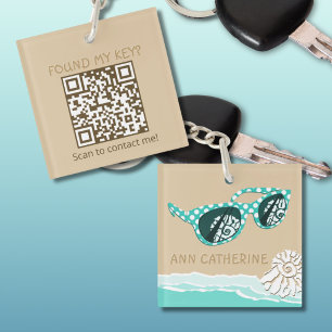 Zee Groene Stippen Bril Naam Slim Dynamische QR Sleutelhanger