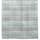 Zee Groene Tan Stripes Grijze lederen patroon Douchegordijn (Voorkant)