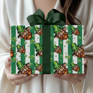 Zee groene vintage gestreepte grappige kabouterkop cadeaupapier