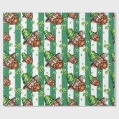 Zee groene vintage gestreepte grappige kabouterkop cadeaupapier (Vlak)