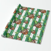 Zee groene vintage gestreepte grappige kabouterkop cadeaupapier (Uitgerold)