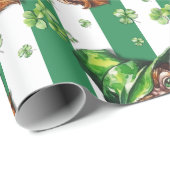 Zee groene vintage gestreepte grappige kabouterkop cadeaupapier (Rol Hoek)