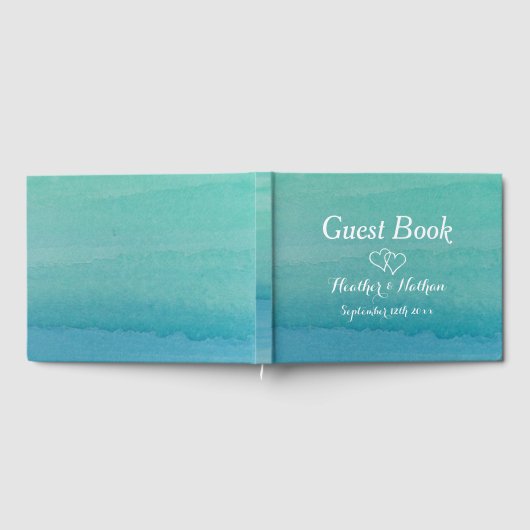 Zee groene waterverf gastenboek voor strand bruilo (Volledig)