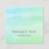 Zee Groene Waterverf Vierkante Visitekaartje (Voorkant)