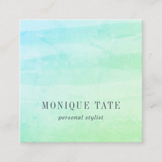 Zee Groene Waterverf Vierkante Visitekaartje (Voorkant)