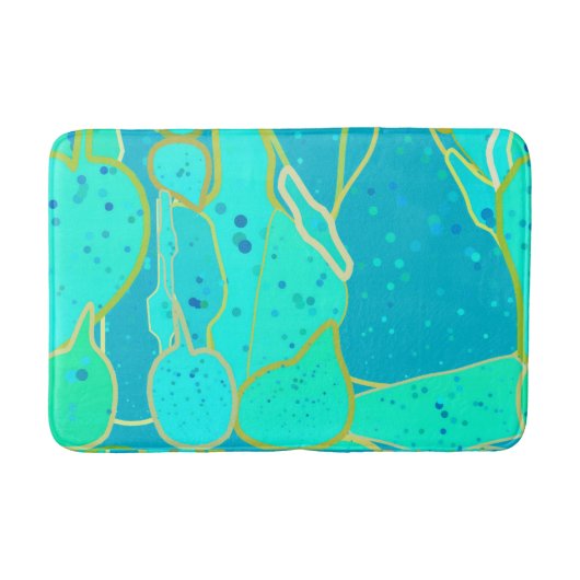 "Zee Grotto" abstract - turkooizen, blauw, goud Badmat (Voorkant)