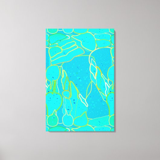 "Zee Grotto" abstract - turkooizen, blauw, goud Canvas Afdruk (Voorkant)