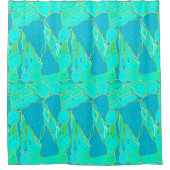 "Zee Grotto" abstract - turkooizen, blauw, goud Douchegordijn (Voorkant)