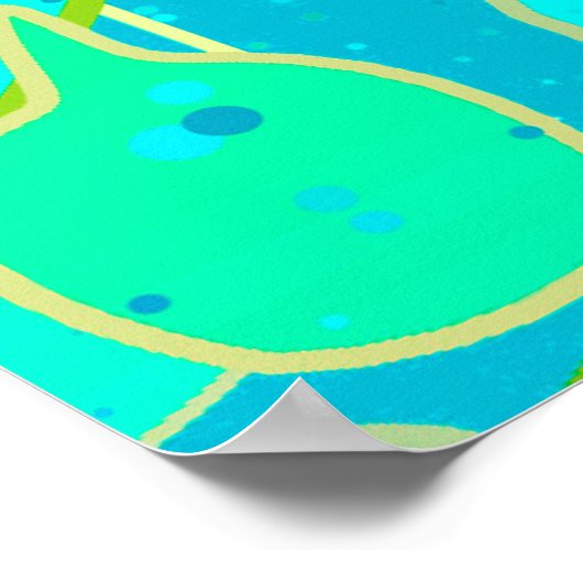 "Zee Grotto" abstract - turkooizen, blauw, goud Poster (Hoek)