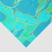 Zee Grotto Abstract, Turquoise, Aqua en Goud Tissuepapier (Detail)
