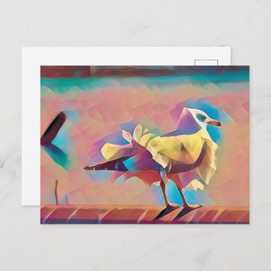 Zee Gull Art. Greetings Briefkaart (Voorkant / Achterkant)